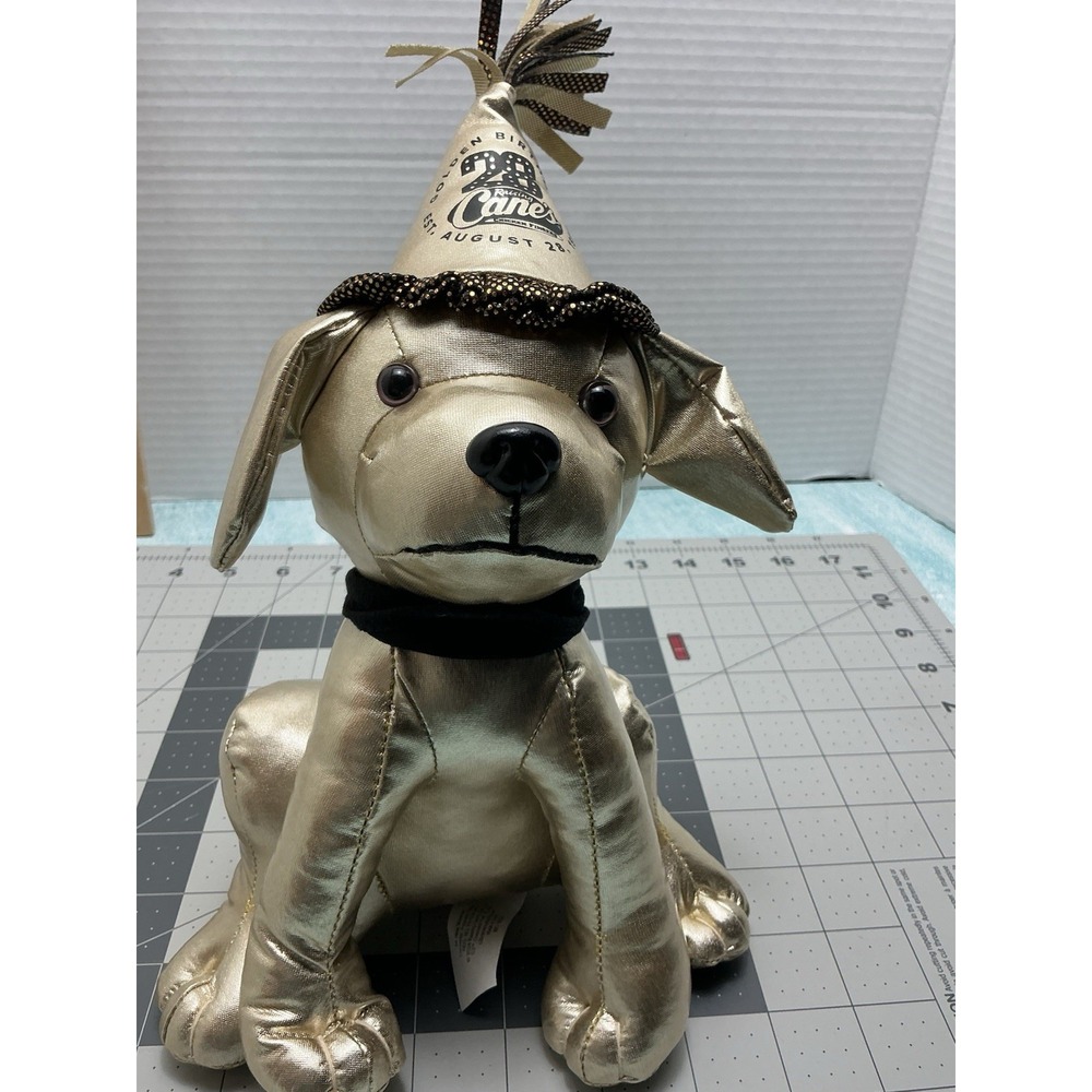 Raising Canes Plush Dog Gold Limited Edition 28th Golden‎ Birthday With Tag